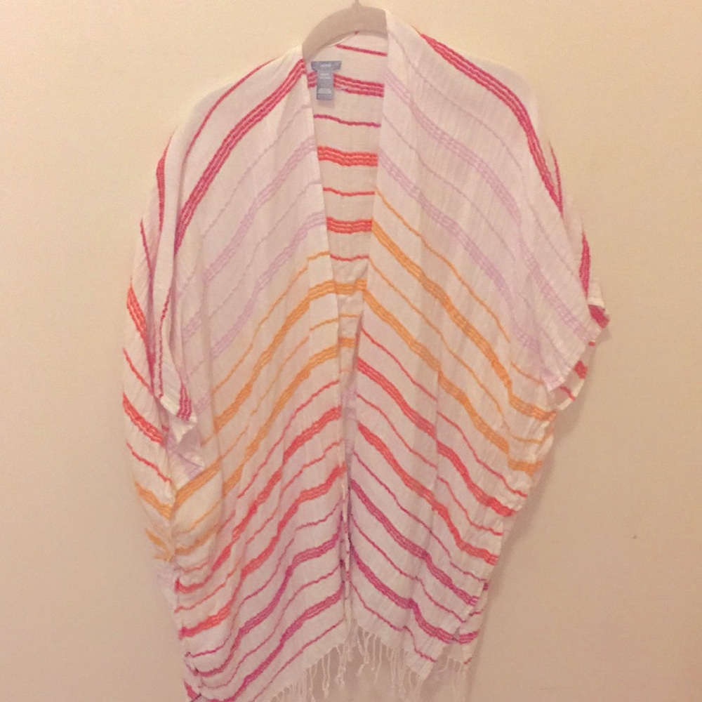 Aerie fringed summer kimono beach cover up